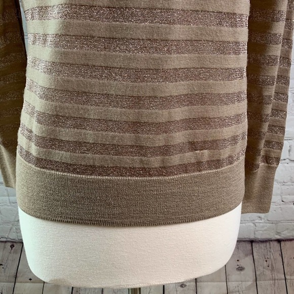 TALBOTS Sparkly Bronze Stripe Top PS - Picture 4 of 8